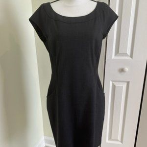 Lafayette 148 Wool Grey/Black Sleeveless Sheath Dress